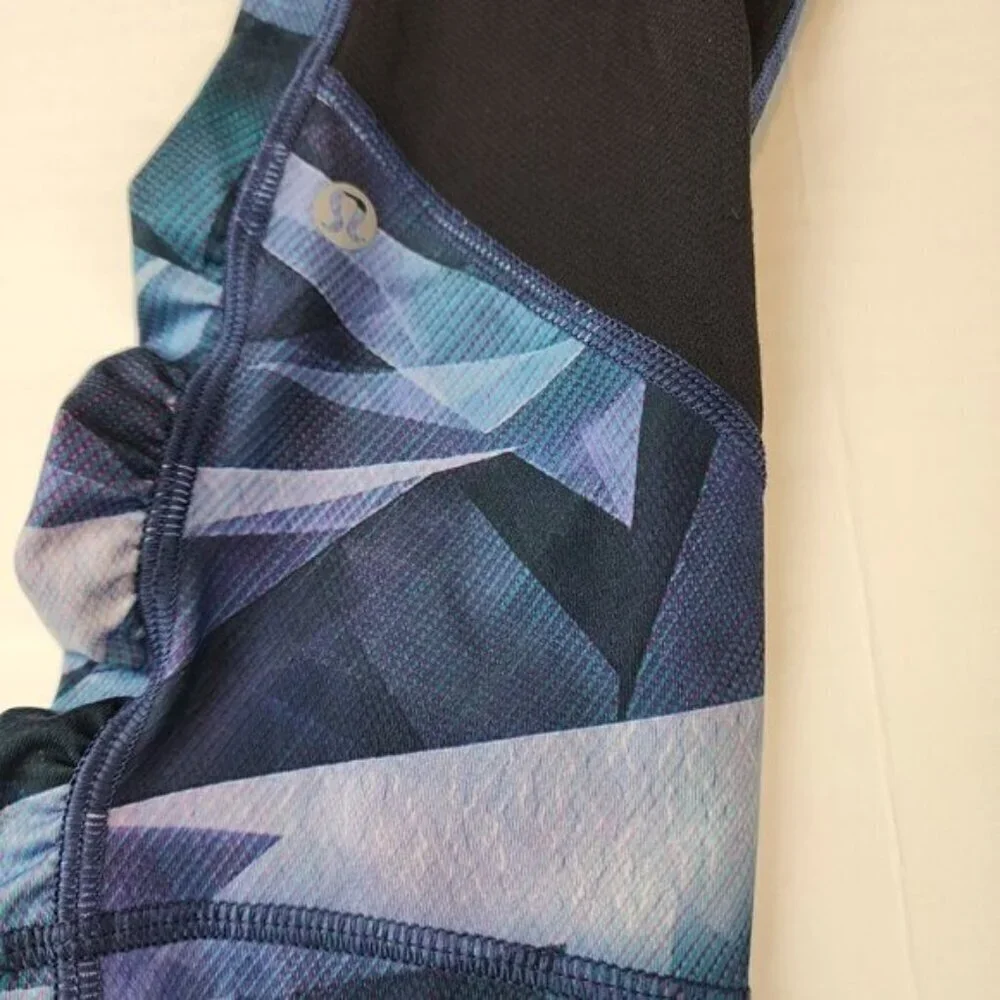 Lululemon Speed Crop Leggings size 4 Blue Black activewear 22